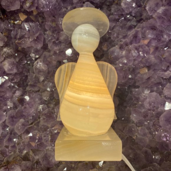 Amber Onyx Angel Lamp with Bulb and Cord, Crystal Lights, Kids Bedroom Decor - Picture 2 of 9